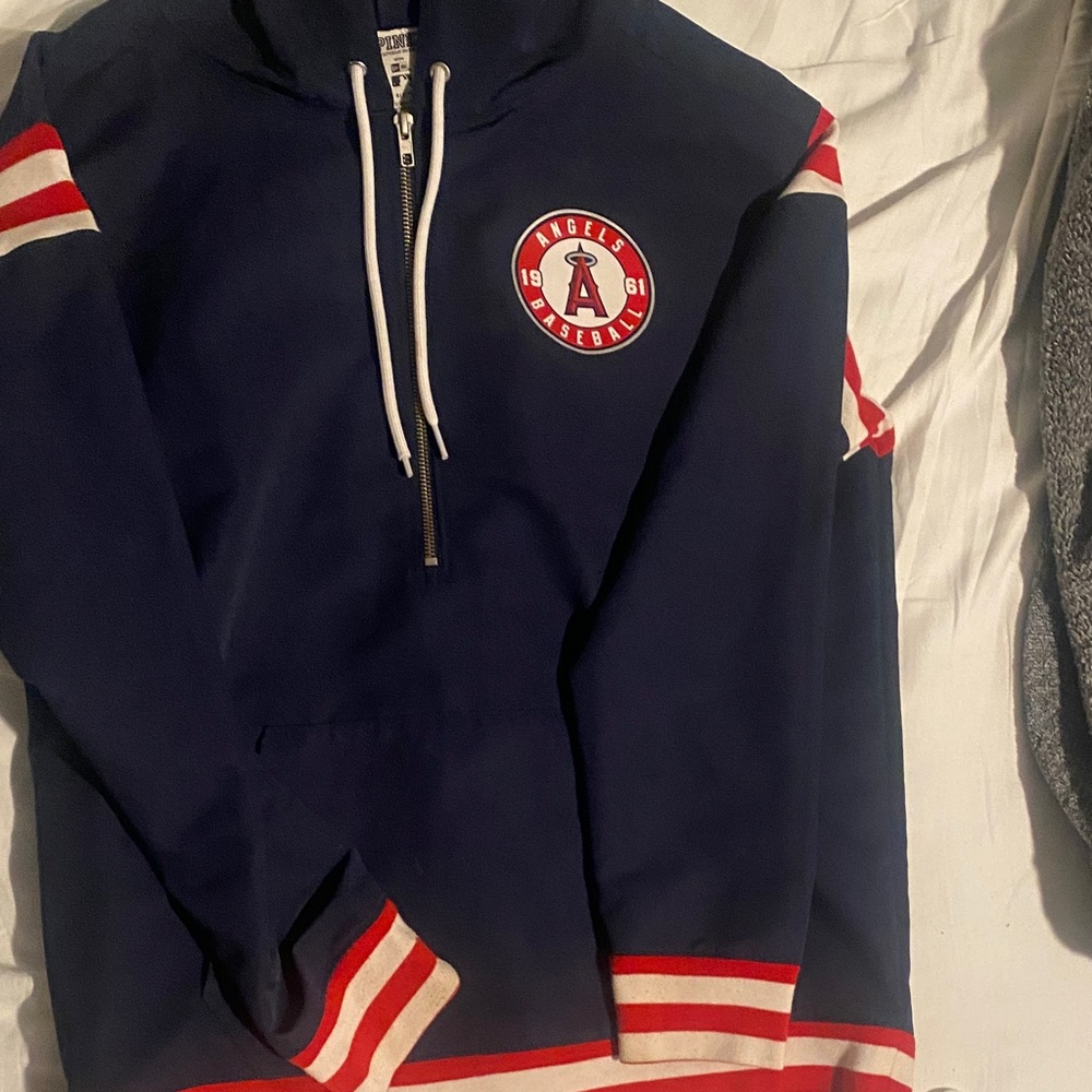Angels baseball PINK Victoria's Secret Navy Hoodie windbreaker - Picture 3 of 9